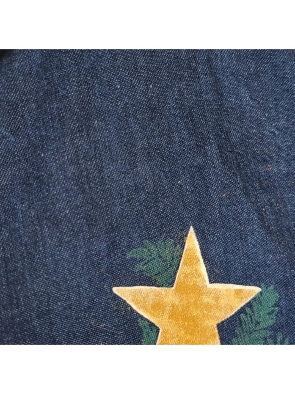 Hatley Festive Denim Apron Christmas Tree Pocket Kitchen Cooking Baking Blue